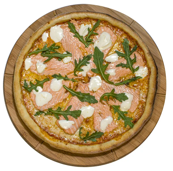 Pizza Salmão Tabuleiro — Fotografia de Stock
