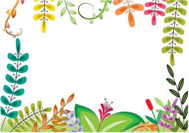 Çizim bitki ve yaprak kenarlıklı