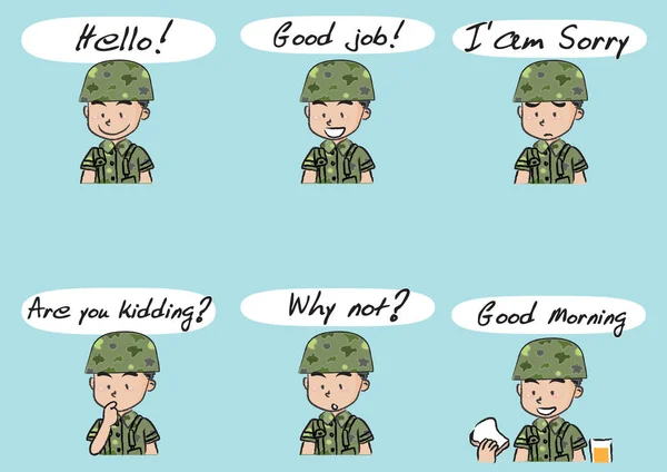 Cartoon armén set — Stockfoto
