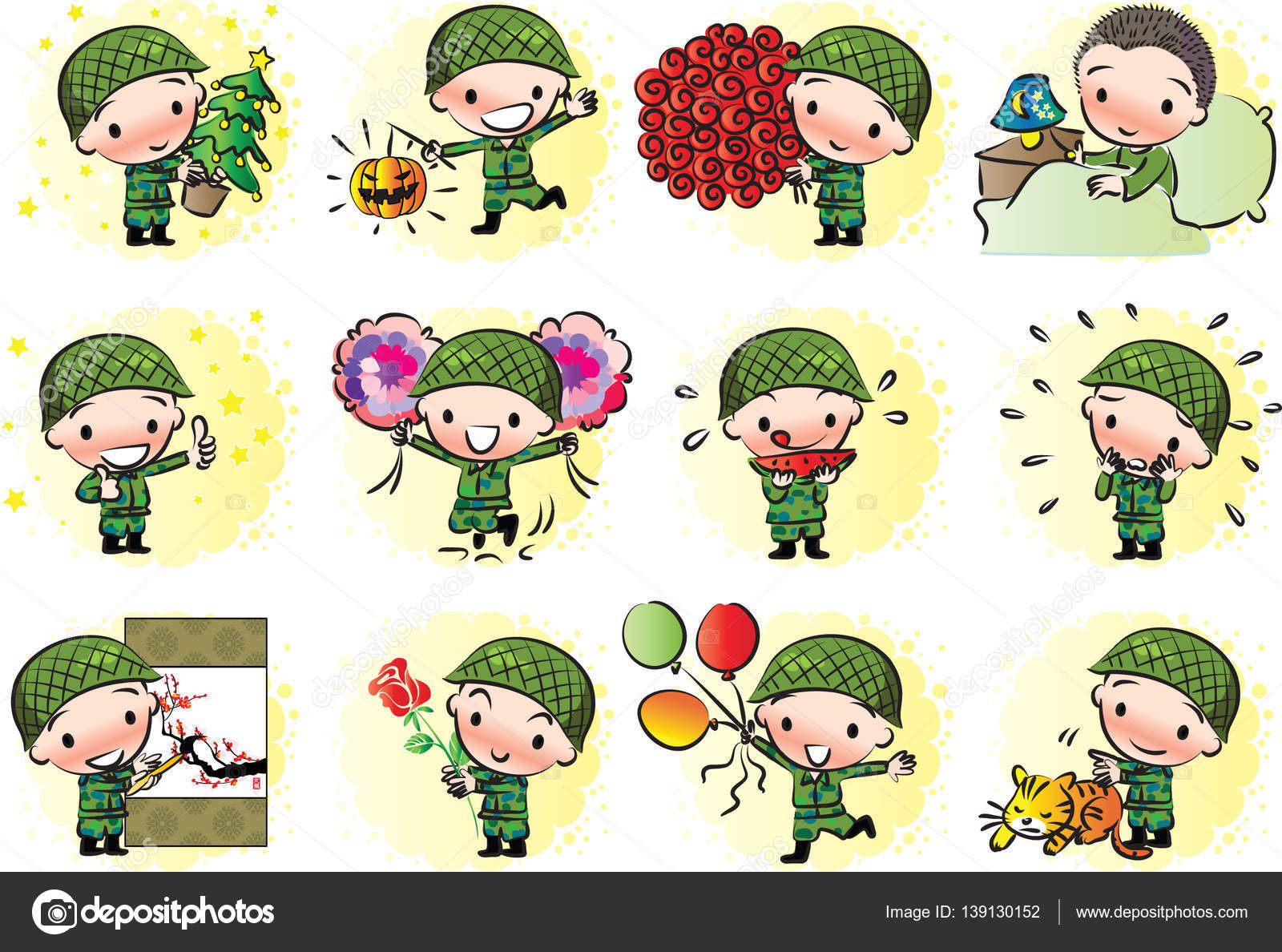 Sistema Enfermo De Dibujos Animados Little Ejercito Fotos De Stock C Wenpei 139130152