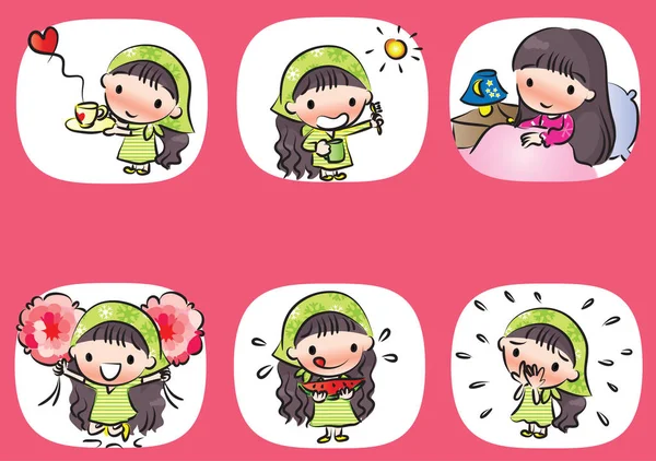 Little girl sticker set — Stock Photo, Image