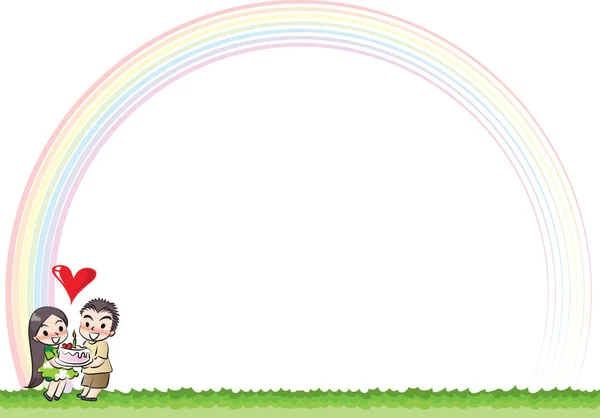 cartoon lover with rainbow border