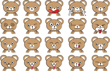 ayı yüz set çizim karikatür