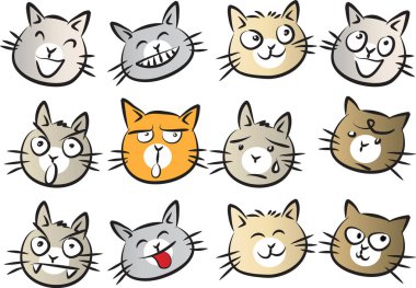 kedi yüz çizgi film seti