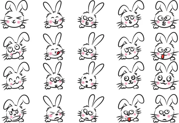 Conjunto de coelhos desenhos animados — Fotografia de Stock