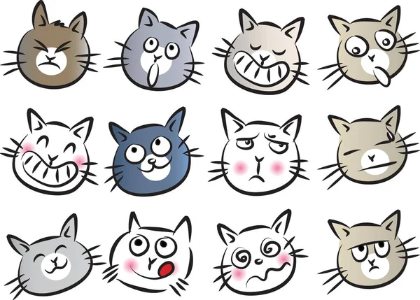 Kočičí obličej cartoon sada — Stock fotografie