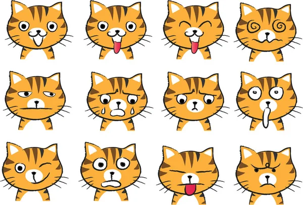 Katt ansikte tecknad set — Stockfoto