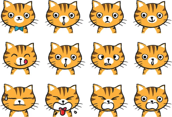 Katt ansikte tecknad set — Stockfoto