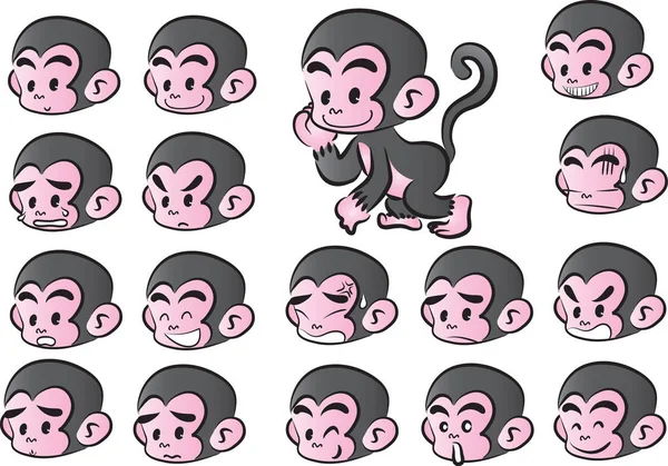 cartoon monkey sticker set