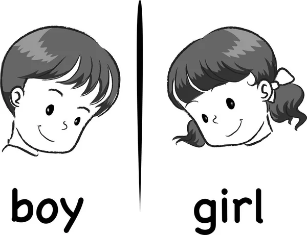 Jongen en meisje vector tekening — Stockvector