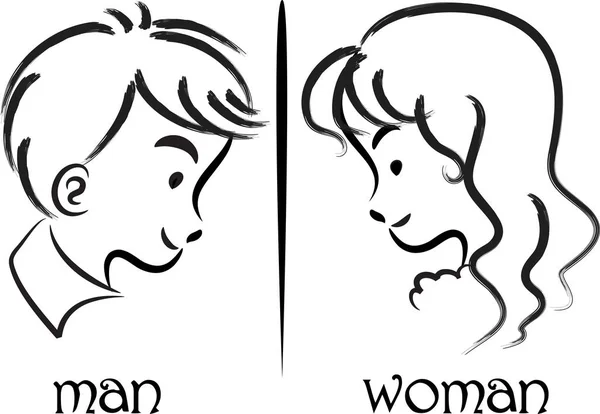 Vektortegning mann og kvinne – stockvektor