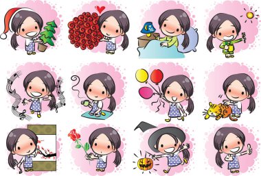 Güzellik yüz set çizim vektör