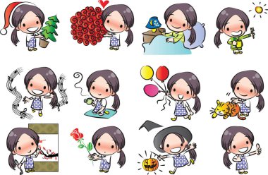 Güzellik yüz set çizim vektör