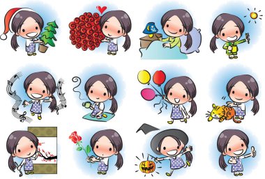 Güzellik yüz set çizim vektör