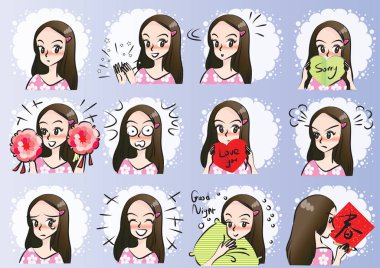 Güzellik yüz set çizim vektör