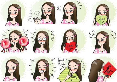 Güzellik yüz set çizim vektör