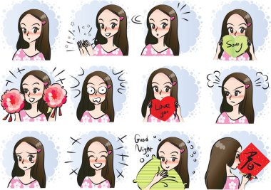 Güzellik yüz set çizim vektör