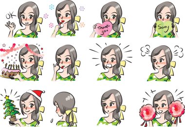 Güzellik yüz set çizim vektör