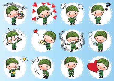 vektör çizim asker ordu seti