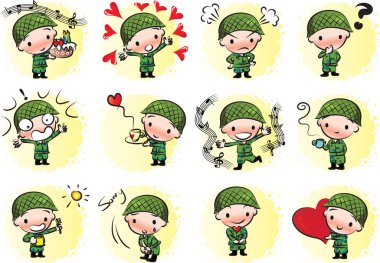 vektör çizim asker ordu seti