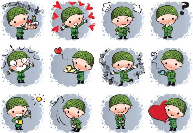 vektör çizim asker ordu seti