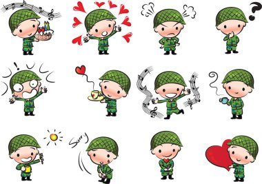 vektör çizim asker ordu seti