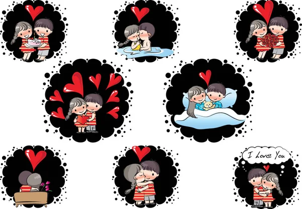 Valentine 's Day card amante de los dibujos animados — Vector de stock