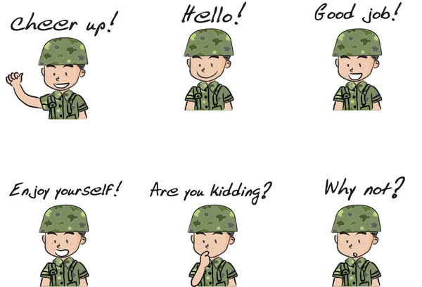 Vektorové kreslení voják armády set — Stockový vektor