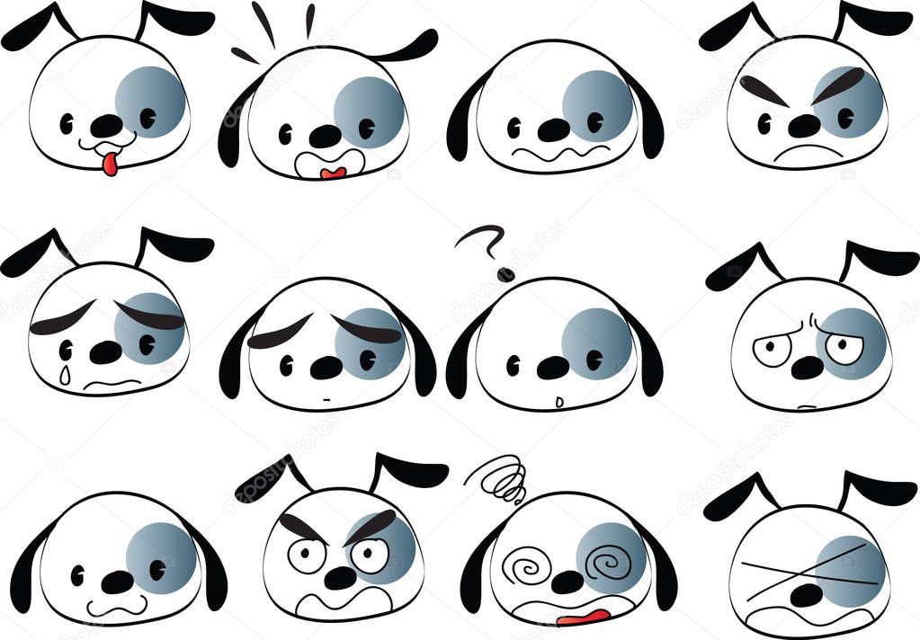 vector drawing cute puppy set
