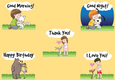 Evcil hayvan insanlarla vektör