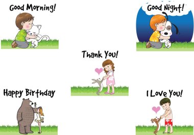 Evcil hayvan insanlarla vektör