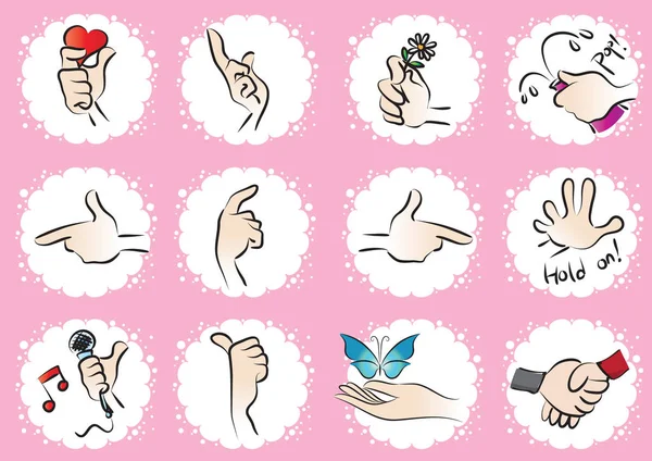 Vector drawing hand set — Stock Vector