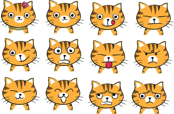 Cartoon kat gezicht set — Stockvector