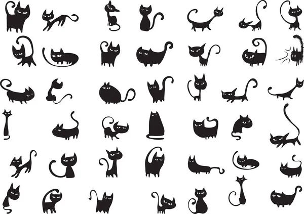 Desenho animado conjunto de rosto de gato — Vetor de Stock