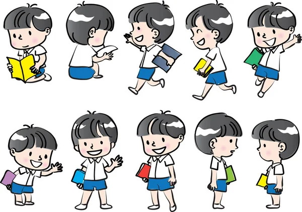 Karikatúra iskola kids készlet — Stock Vector