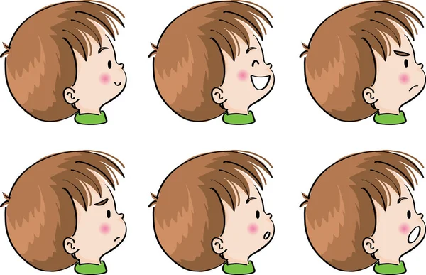 Boy's felling face set — Stock Vector