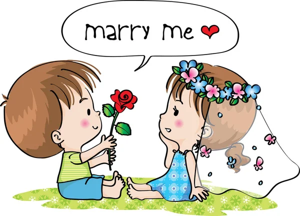 少年の言うことは、私と結婚します。 — ストックベクタ