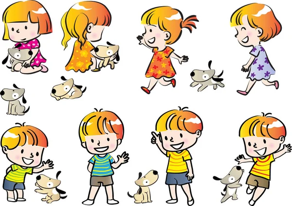 Kids with pets — Stock Vector