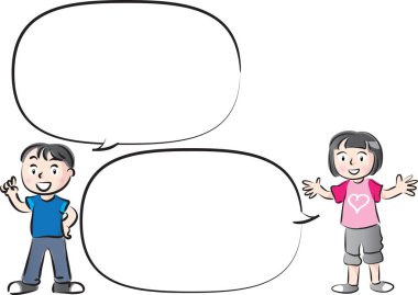 Vektör çizim çocuklar konuşma balonu ile konuşmak