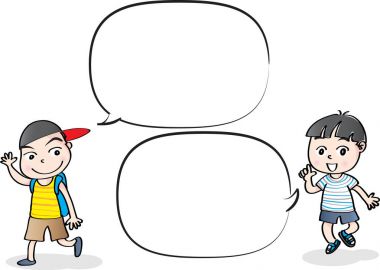 Vektör çizim çocuklar konuşma balonu ile konuşmak