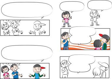 Vektör çizim çocuklar konuşma balonu ile konuşmak