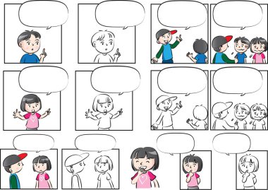 Vektör çizim çocuklar konuşma balonu ile konuşmak