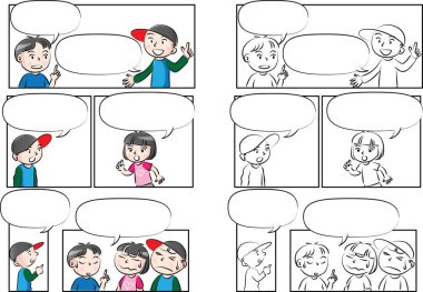 Vektör çizim çocuklar konuşma balonu ile konuşmak