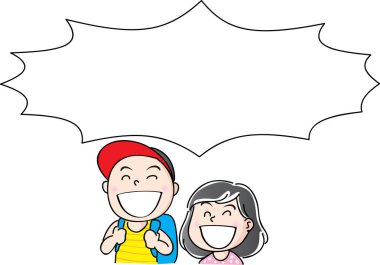 Vektör çizim çocuklar konuşma balonu ile konuşmak