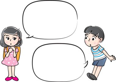 Vektör çizim çocuklar konuşma balonu ile konuşmak