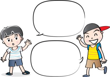 Vektör çizim çocuklar konuşma balonu ile konuşmak