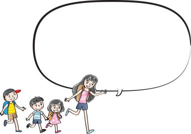 Vektör çizim çocuklar konuşma balonu ile konuşmak