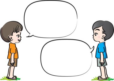 Vektör çizim çocuklar konuşma balonu ile konuşmak