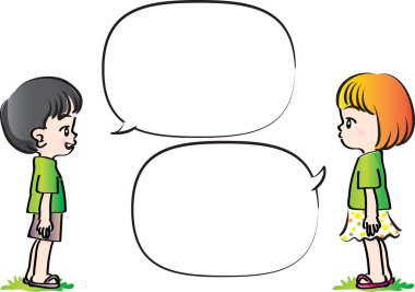 Vektör çizim çocuklar konuşma balonu ile konuşmak