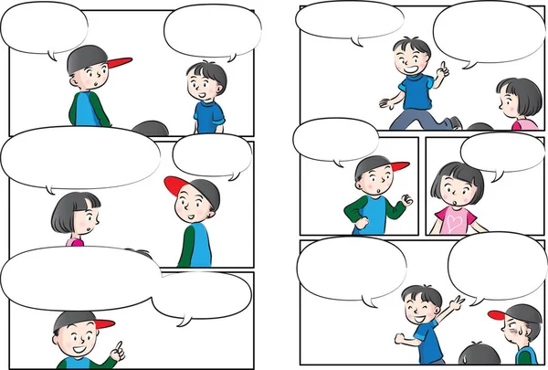 Vektör çizim çocuklar konuşma balonu ile konuşmak